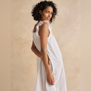 Elegant Vintage White Organic A-Line Dress / Wedding or Summer Party Dress L